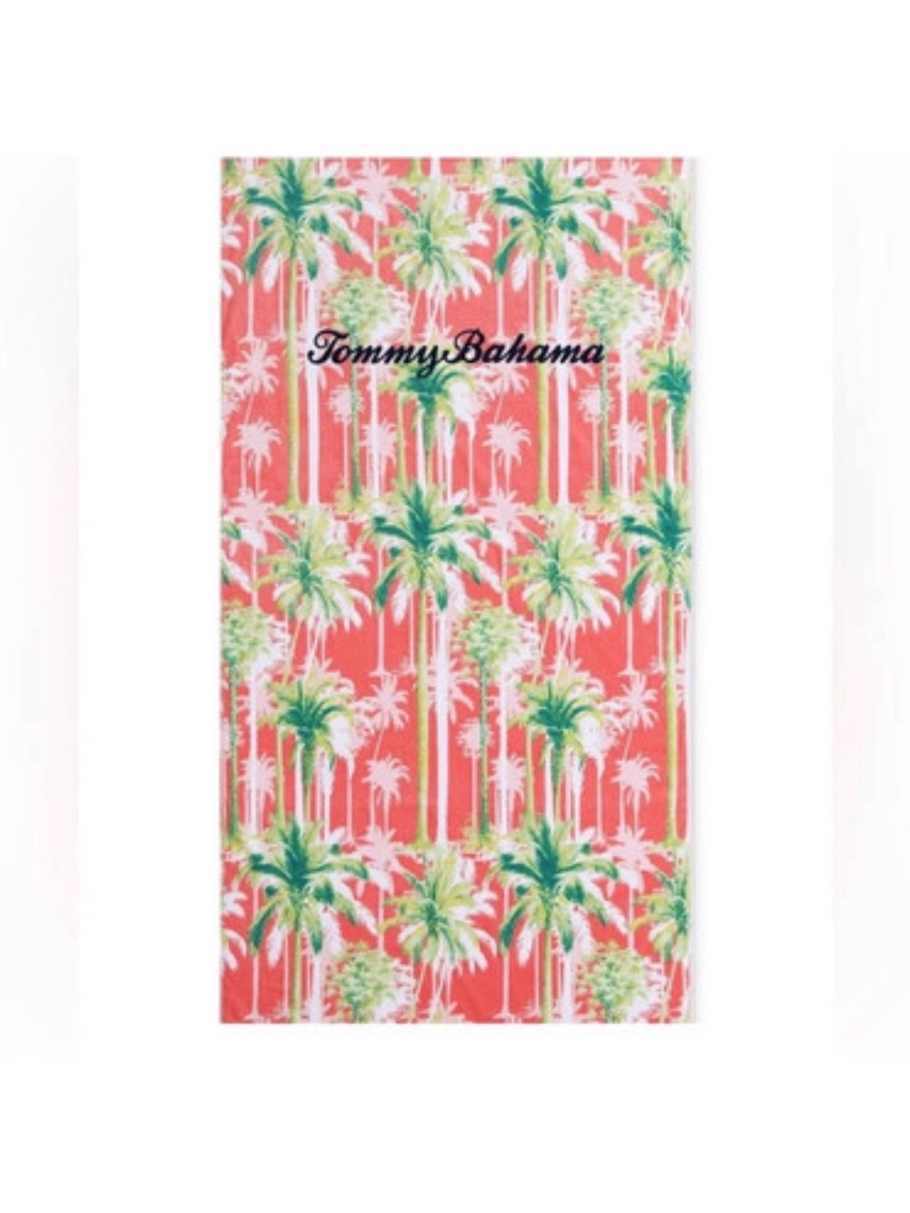 Tommy Bahama Coral and Green Palm Print oversized Beach Towel